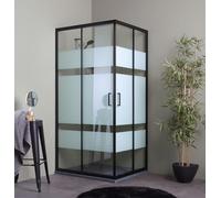 Kiamami Valentina - Cabina doccia reversibile City 70x100 nera con ante serigrafate 6mm