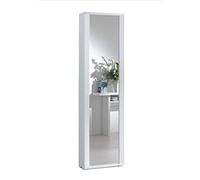 Kiamami Valentina - Colonna Contenitore Milleusi | Anta a Specchio Reversibile | 7 Ripiani Regolabili | Adattabile a Bagno e Corridoio, Bianco, Larice