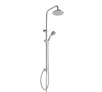 Kiamami Valentina - Colonna Doccia con Doccetta Regolabile | Soffione Fisso Rotondo 20 cm | Asta Saliscendi in Acciaio Inox | Deviatore in Ottone Cromato | Tubo Flessibile 150 cm, ABS