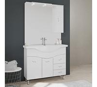 Kiamami Valentina Mobile bagno 106 cm bianco classico con lavabo specchio e pensile