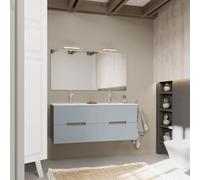 Kiamami Valentina - Mobile bagno 120cm doppio lavabo, cassetti blu opaco | Magnolia