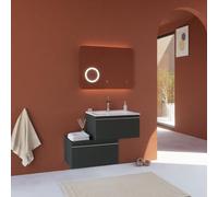 Kiamami Valentina - Mobile bagno 90 cm sospeso grigio scuro con specchio touch led 60x80 | Seattle