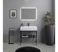 Kiamami Valentina Mobile bagno a terra 80cm con cavalletto nero e lavabo in resina | Manchester
