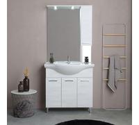 Kiamami Valentina - Mobile Bagno A Terra 85 Cm Quercia Bianco Effetto Legno | Rimini