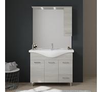 Kiamami Valentina - Mobile bagno a terra da 105cm 3 ante, 1 cassetto e specchio con pensile Rimini