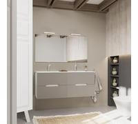Kiamami Valentina - Mobile bagno bicolore 120cm, 4 cassetti e doppio lavabo | Magnolia