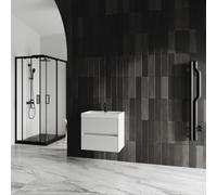 Kiamami Valentina - Mobile bagno con lavabo in resina 60cm bianco opaco cannettato Cortina