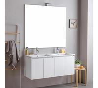 Kiamami Valentina Mobile bagno sospeso 120cm bianco con doppio lavabo e specchio 120x110 | Bilbao