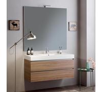 Kiamami Valentina - Mobile bagno sospeso 120cm in rovere naturale con lavabo in resina e specchiera 120x110 | Vittoria