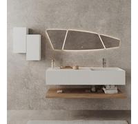 Kiamami Valentina Mobile Bagno Sospeso 140 Cm Bianco E Legno Miele Rodi