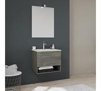 Kiamami Valentina Mobile bagno sospeso 60cm, cassetto + vano a giorno grigio scuro | Venezia