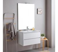 Kiamami Valentina Mobile Bagno Sospeso 80 Cm Bianco 2 Cassetti Specchio