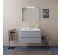Kiamami Valentina - Mobile Bagno Sospeso 80Cm Bianco Bosco Con Specchio 80X60 | Barcellona