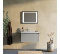 Kiamami Valentina Mobile bagno sospeso 80cm sabbia opaco con specchio 80x60 led | Monaco