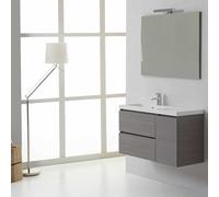 Kiamami Valentina - Mobile bagno sospeso 90cm anta e 2 cassetti e vasca decentrata sx | Manhattan