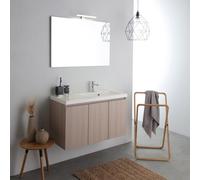 Kiamami Valentina - Mobile bagno sospeso 90cm con ante e vasca a destra in resina Malaga