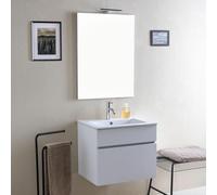 Kiamami Valentina - Mobile Bagno Sospeso | Cassetto Spazioso | Finitura Promenade | Ideale per Bagni Piccoli | Mobile Salvaspazio | Lavabo Stile Industriale, Promenade, 60CM Lavabo Bianco, Rovere