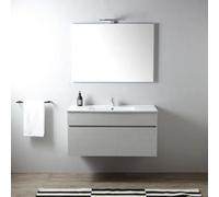 Kiamami Valentina - Mobile bagno sospeso da 100cm con cassetto grigio moon e specchio 100x60