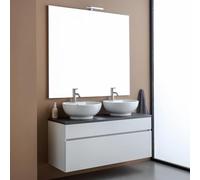 Kiamami Valentina Mobile bagno sottolavabo 120cm bianco con top antracite, specchio120x110 | Sole