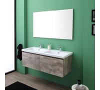 Kiamami Valentina - Mobile sospeso con specchio per il bagno cm120 finitura cemento | Madrid