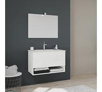 Kiamami Valentina Mobile sospeso per bagno cassetto+vano bianco effetto legno | Venezia