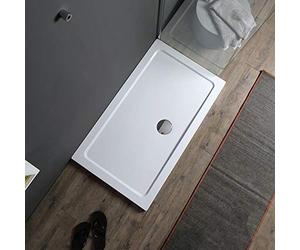 Kiamami Valentina - Piatto Doccia Rettangolare 70x90, Acrilico E ABS Bianco, Installazione a Filo Pavimento, AntiGraffio e Antiurto, Piletta Non Inclusa, 70x90CM, Acrilico, Design Classico