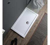 Kiamami Valentina - Piatto Doccia Rettangolare | Sottile 4 cm | Acrilico e ABS | Antiurto e AntiGraffio | Reversibile | Scarico 90 mm, Bianco, 120x80CM