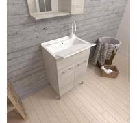 Kiamami Valentina Mobile lavatoio 50cm Quercia Grigio con ASSE lavapanni asportabile | Pratico