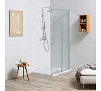 Kiamami Valentina Porta Doccia Scorrevole Regolabile 100-110 cm in Vetro temperato | Leo