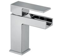 Kiamami Valentina - Rubinetto Design per Lavabo a Cascata | Miscelatore Moderno | Finitura Cromata | Altezza 15,6 cm | Stile Contemporaneo