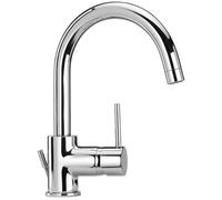 Kiamami Valentina - Rubinetto Miscelatore Lavabo | Canna Alta e Lunga Girevole | Finitura Cromo | Design Moderno | Cartuccia Ceramica 35 mm | Piletta di Scarico in ABS, Ottone Cromato