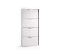 Kiamami Valentina - Scarpiera in legno bianco con 4 ante a doppia profondità