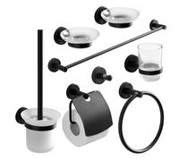 Kiamami Valentina Set Accessori Bagno 8 Pezzi Nero Opaco Necessary