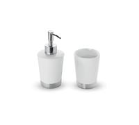 Kiamami Valentina - Set accessori lavabo dispenser dosasapone e bicchiere portaspazzolini | Lilly