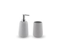 Kiamami Valentina - Set Accessori Lavabo Dosasapone E Porta Spazzolini Grigio | Dory