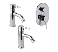 Kiamami Valentina - Set Rubinetti Bagno | Miscelatore Lavabo, Bidet e Doccia Incasso con Deviatore | Cromato | Struttura in Ottone | Bocca Regolabile 60°, Altezza 17,2 cm, Diametro 5,2 cm