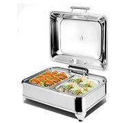 Kiaoeiuyti Piatti di sfregamenti elettrici Che Catering Alimentare più Caldo con coperchi visibili Buffet Quadrati Ideali per la Temperatura Regolabile delle Feste, GN 1/2