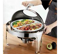 Kiaoeiuyti Piatti di sfregamento Caldo più Caldo per Buffet, in Acciaio Inossidabile Server Rotondo a Buffet Rotondo per Feste Buffet Elettrico 6l ~/, 1/2 Dimensione
