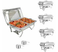 Kiaoeiuyti Set da Buffet sfregiato, scaldamani Portatile, Buffet R e Calore Alimentare, Set di Buffet a Buffet in Acciaio Inossidabile, per Buffet/Matrimoni/Banchetti/Catering, 2 griglia-5pcs