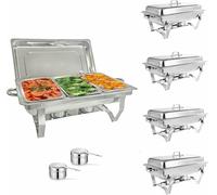 Kiaoeiuyti Set da Buffet sfregiato, scaldamani Portatile, Buffet R e Calore Alimentare, Set di Buffet a Buffet in Acciaio Inossidabile, per Buffet/Matrimoni/Banchetti/Catering, 3 griglie-5pcs