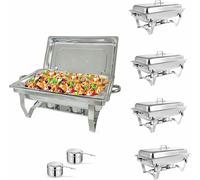 Kiaoeiuyti Set da Buffet sfregiato, scaldaminale Portatile, Buffet R e Calore Alimentare, Set di Buffet a Buffet in Acciaio Inossidabile, per Buffet/Matrimoni/Banchetti/Catering, 1grid-5pcs