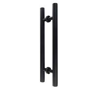 Kiaoeiuyti Spessa tubo rotondo in acciaio rotondo Office Porta in vetro Muove a push/Home Sliding porta manico nella porta-black/argento, 6 dimensioni (nero 80 × 50 cm)