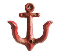Kiaotime ganci appendiabiti ganci in ghisa Anchor design rustico vintage, Spiaggia Oceano da parete stile antico shabby chic metal casa bagno tovagliolo appendiabiti Hanger Red