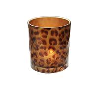 KiaoTime Portacandele in vetro Tealight Stand Cup Fragrance Warmer Leopard Print Votive Candeliere Portacandele Desktop Centrotavola per la casa Matrimonio Anniversario Decorazione da tavolo