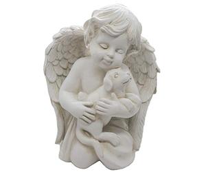 KiaoTime Statua commemorativa a forma di angelo con cane, per interni ed esterni, casa, giardino, guardiano della memoria, 17,8 cm