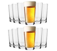 KIAPPO Set di 12 Bicchieri da Birra - Capacità 530 ml - Bicchieri di Cristallo per Birra Chiara e di Grano - Vetro Trasparente - Lavabili in Lavastoviglie - Regali Ideali per Uomo