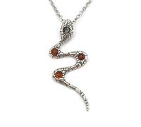 Kiara Jewellery Ciondolo a forma di serpente in argento Sterling 925 intarsiato con pietre di ambra su catenina in argento sterling 45,7 cm taglio diamante italiano.