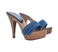 Kiara Shoes Zoccoli da Donna con Tacco 13 tomaia denim - Made in Italy - K9201 DENIM (DENIM, numeric_37)