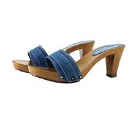 Kiara Shoes Zoccoli da Donna in Tessuto Jeans - Tacco 8 cm - Made in Italy - K5101 Denim (Denim, Numeric_40)