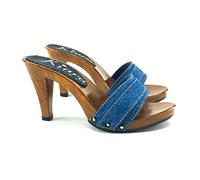 Kiara Shoes Zoccoli da Donna Tacco 9 | Tomaia in Tessuto - K6101 Denim (Denim, Numeric_37)